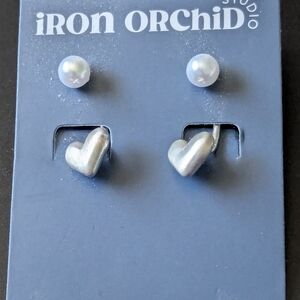 Silver Heart and Pearl Earrings